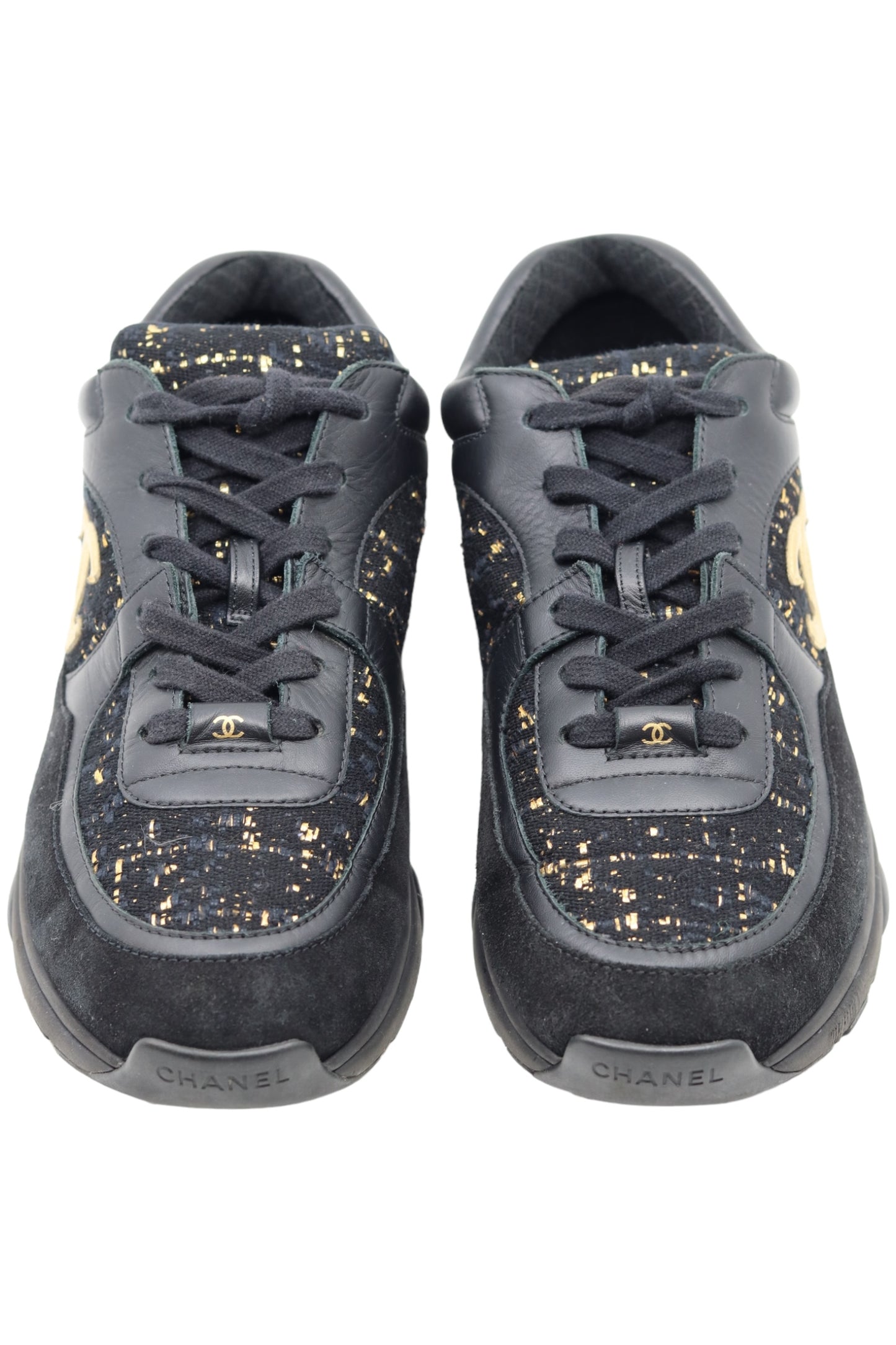 Chanel CC Low Top Trainer Suede Tweed Size 43