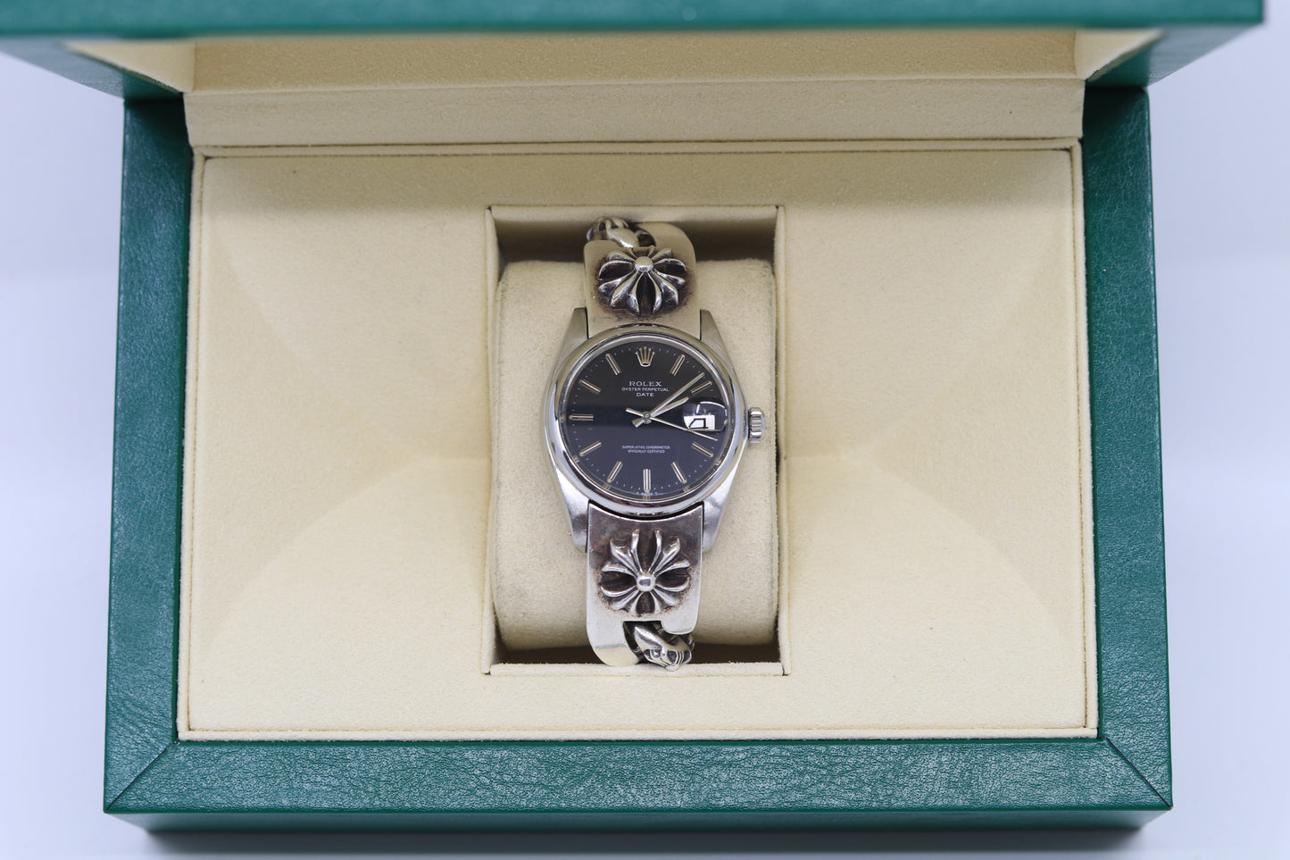 Rolex Oyster Perpetual Date with Fancy Link Chrome Hearts Band