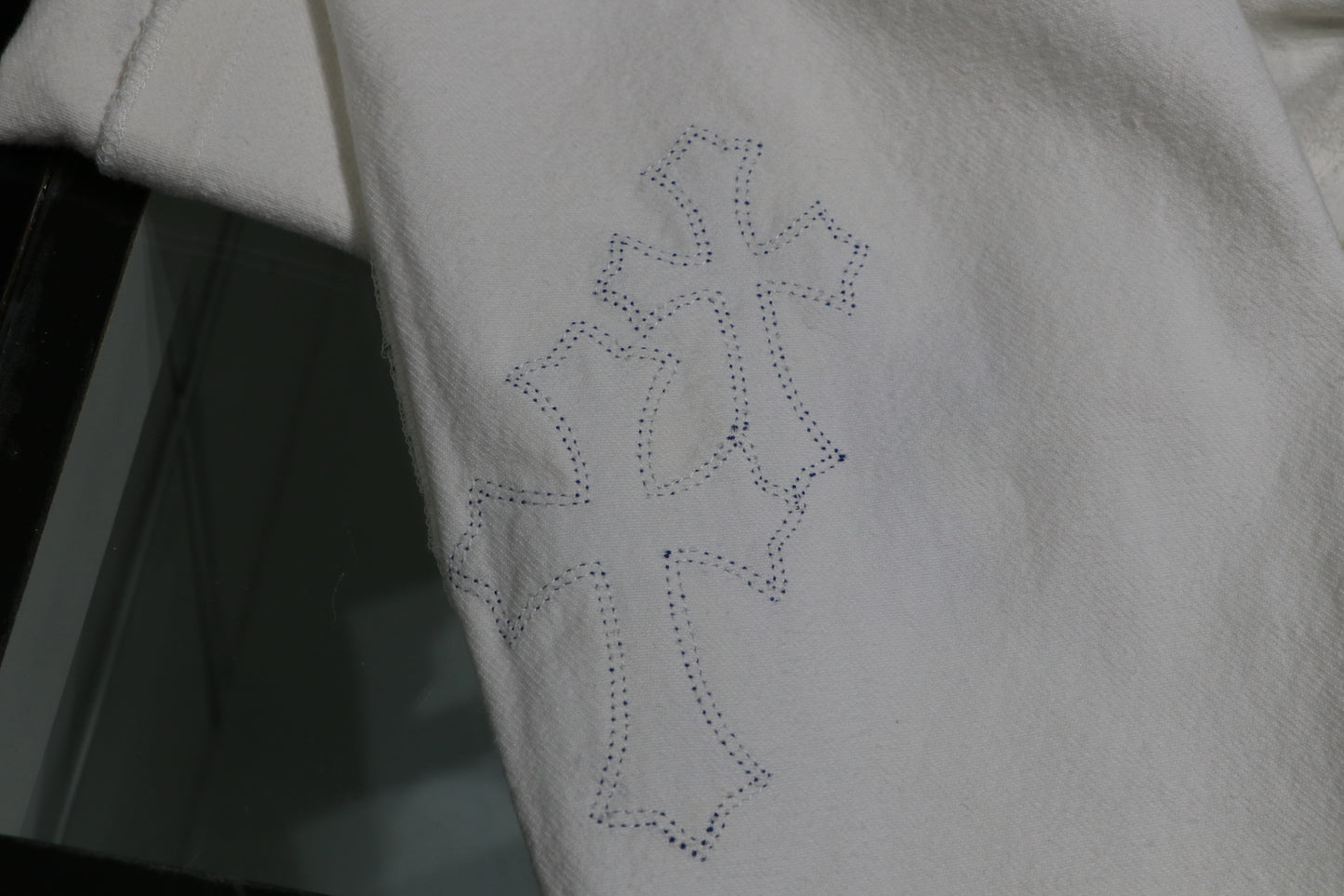 Chrome Hearts St. Barth Exclusive Cross Patch White Jeans Size 30 | AVNTGRDNY NYC