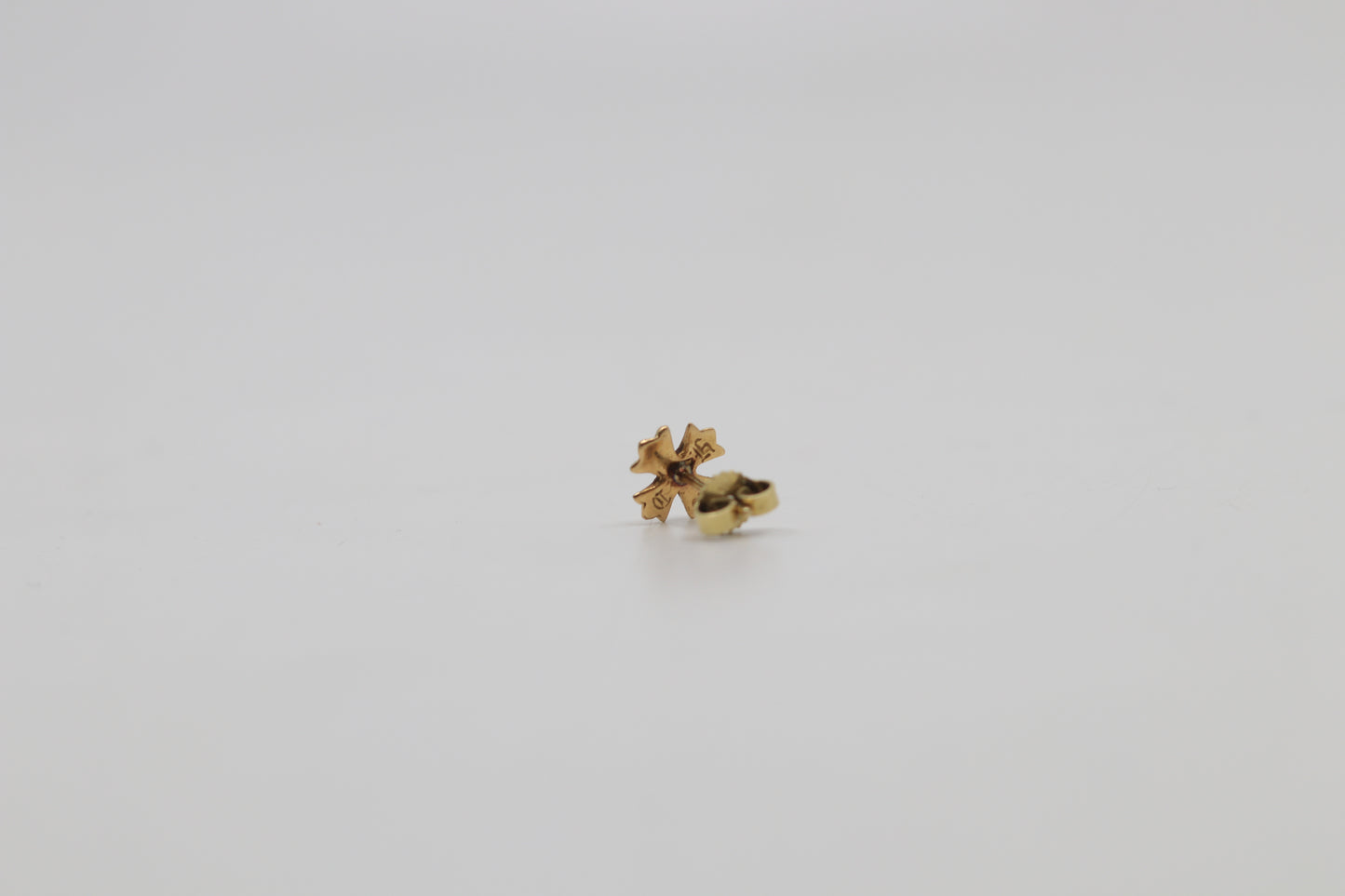 Chrome Hearts 22K Gold with Emerald CH Plus Studded Earring