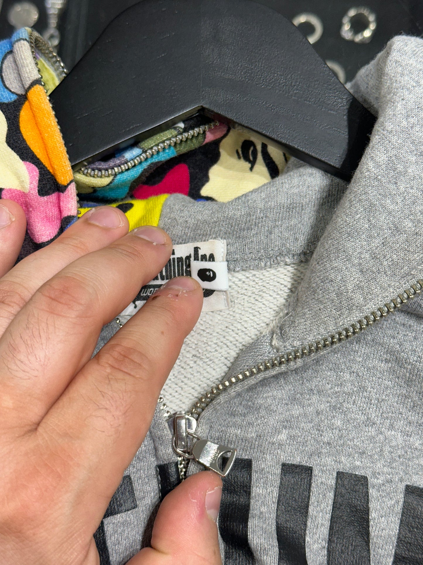 Bape MULTI CAMO NYC LOGO SHARK FULL ZIP HOODIE Sz M