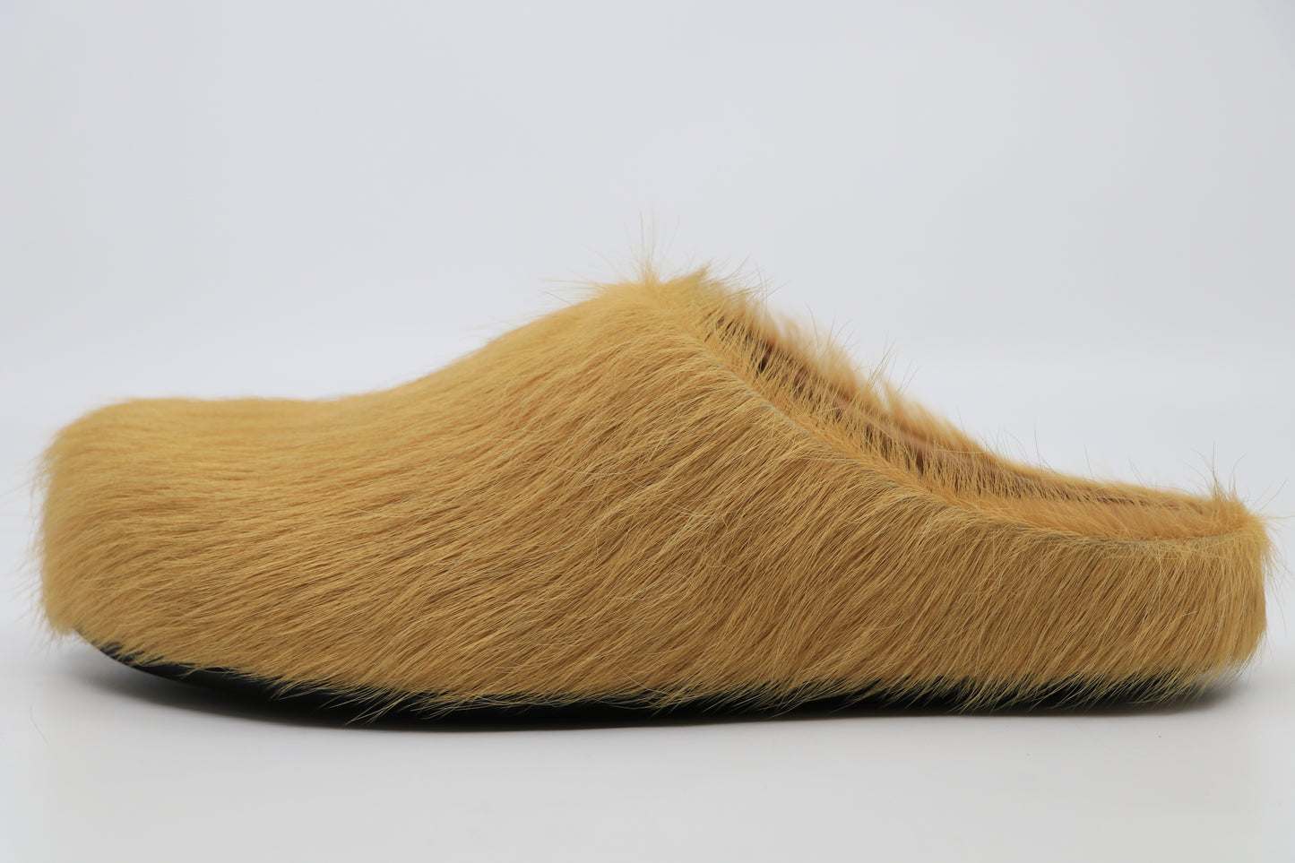 Marni Fussbett Long Hair Calfskin Sabot In Soft Beige Size 38
