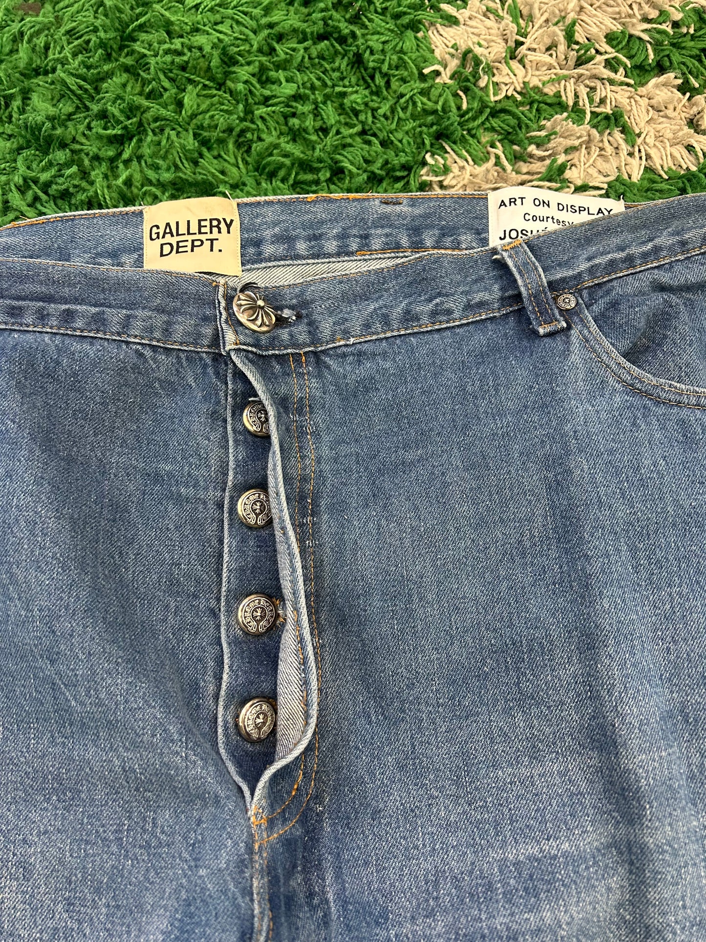 Chrome Hearts x Gallery Dept. Leather Flared Levi’s Jeans 42x34