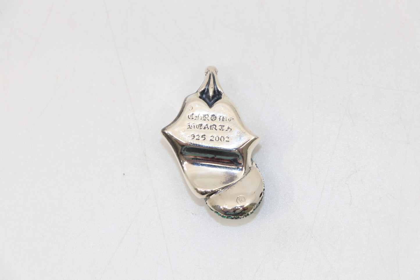 Chrome Hearts Rolling Stones Pendant Pave set with Diamonds And Emeralds