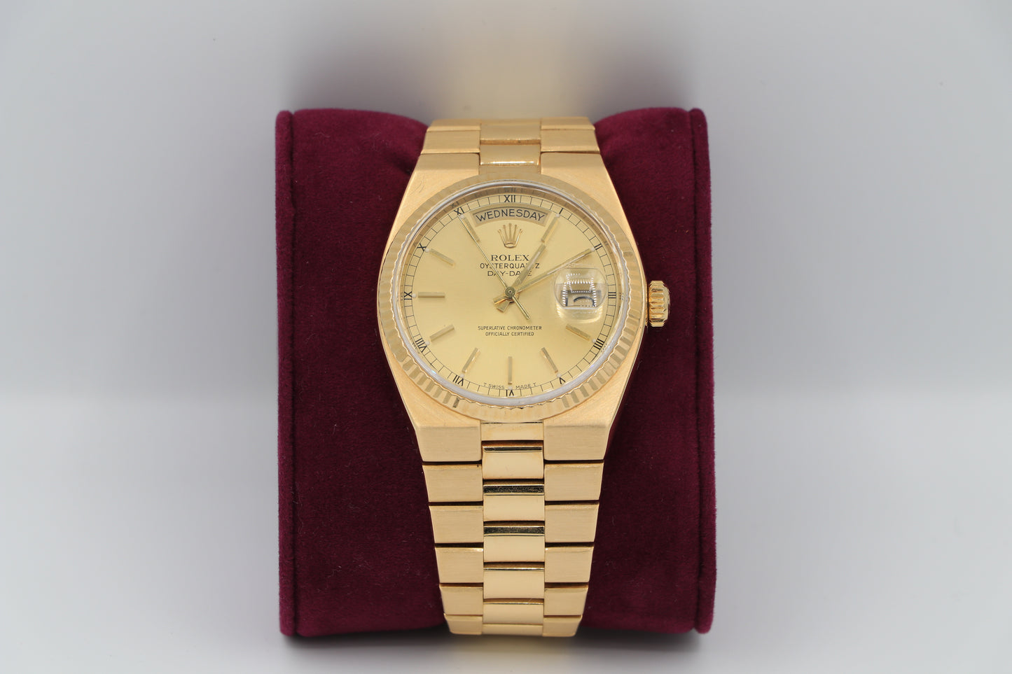 Rolex Day Date Oyster Quartz Champagne Stick Dial