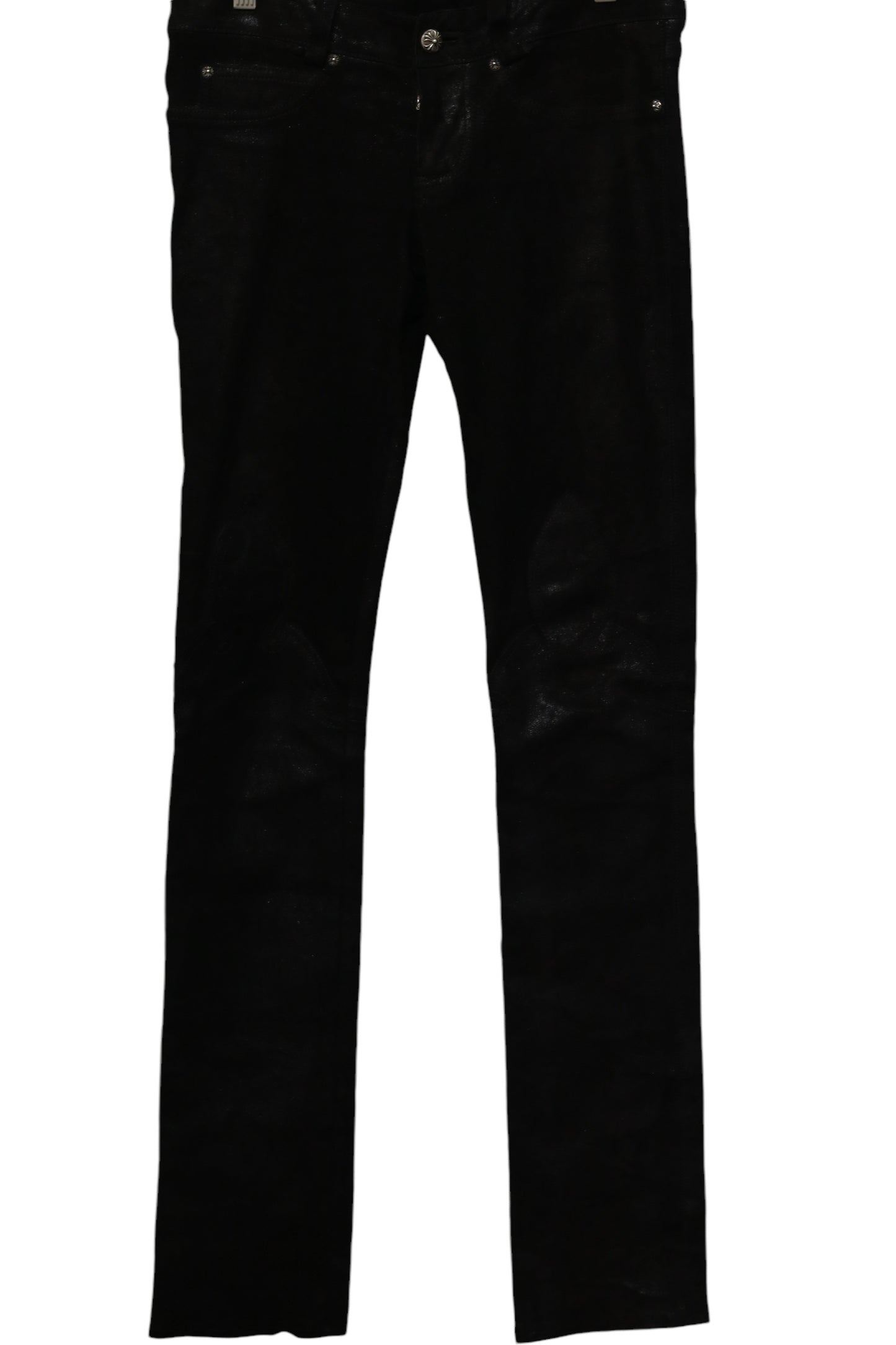 Chrome Hearts Fleur Knee Waxed Denim Low Rise Jeans Size 0