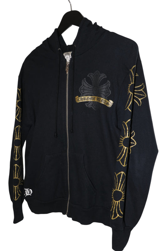 Chrome Hearts Vintage Gold Cross Cemetery Zip Up Hoodie Black Size Small Early 2000s | AVNTGRDNY NYC