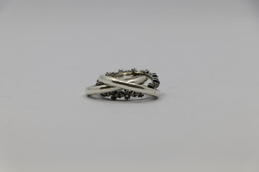 Chrome Hearts Tiny E CH Plus Band Triple Ring Size 4 Sterling Silver New | AVNTGRDNY NYC
