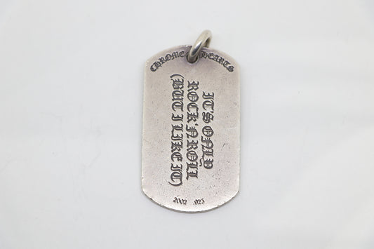 Chrome Hearts Rolling Stones Dog Tag Pendant with Ruby Sterling Silver | AVNTGRDNY NYC