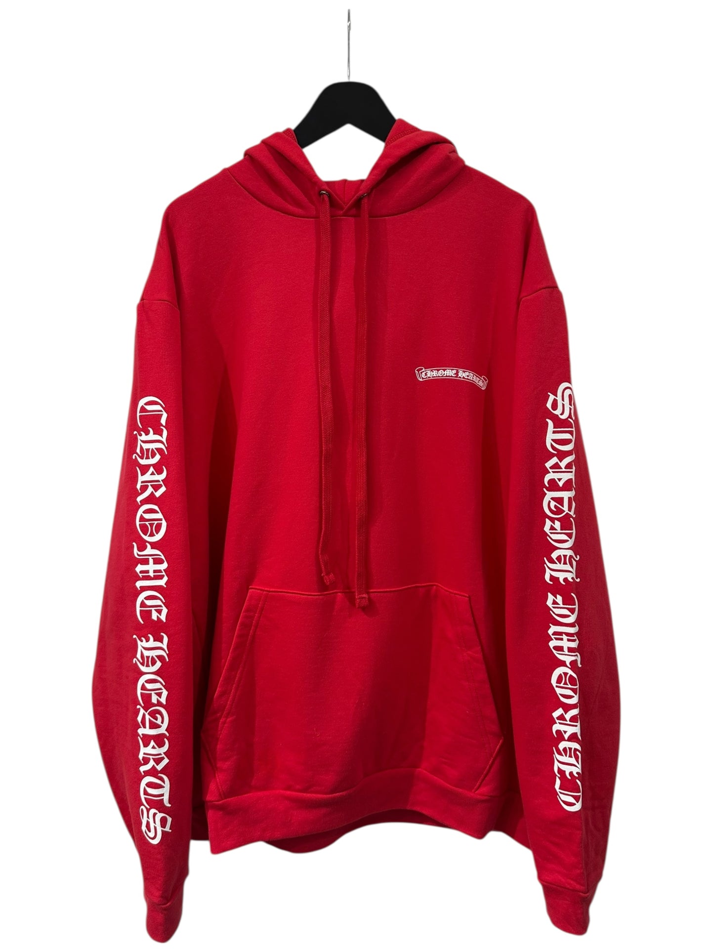 Chrome Hearts Online Exclusive Scroll Logo Hoodie Red Size XL