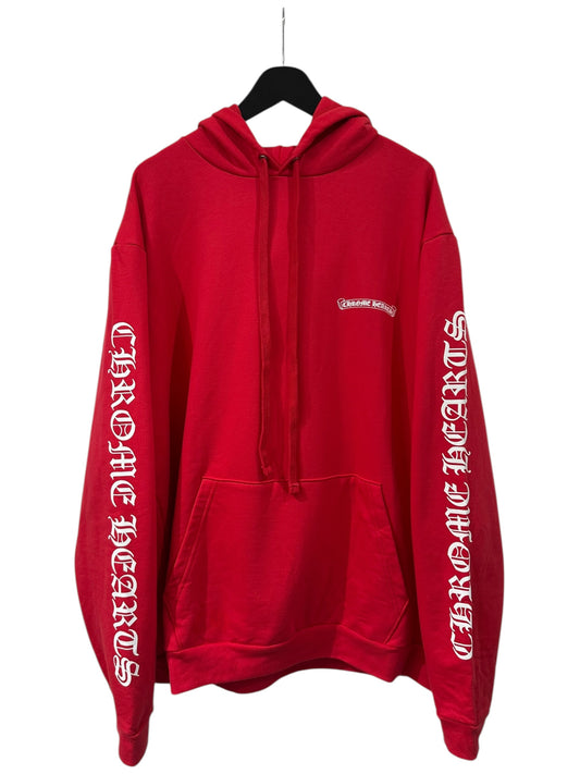 Chrome Hearts Online Exclusive Scroll Logo Hoodie Red Size XL