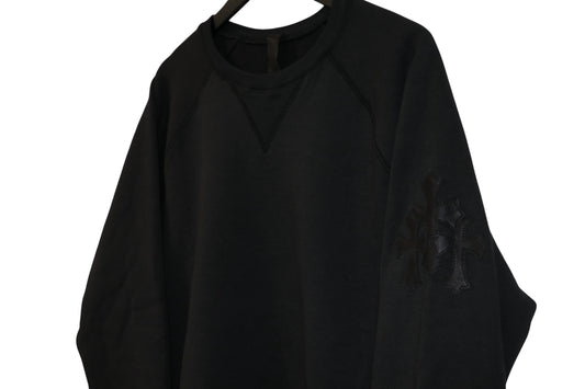 Chrome Hearts Paper Jam Crewneck Black Size XL Leather Patch Sleeve | AVNTGRDNY NYC