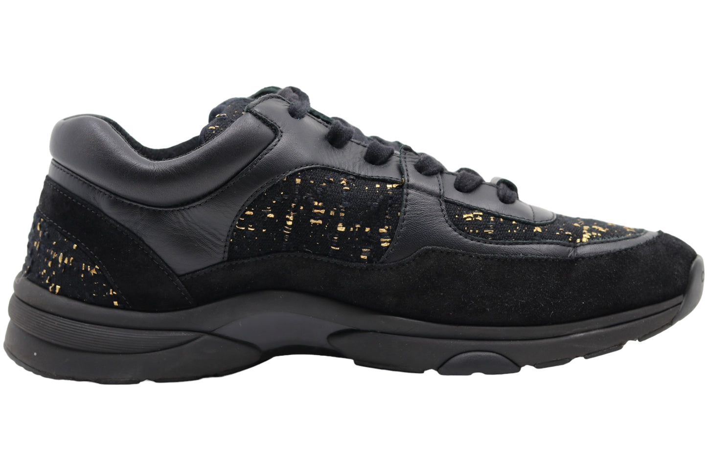 Chanel CC Low Top Trainer Suede Tweed Size 43