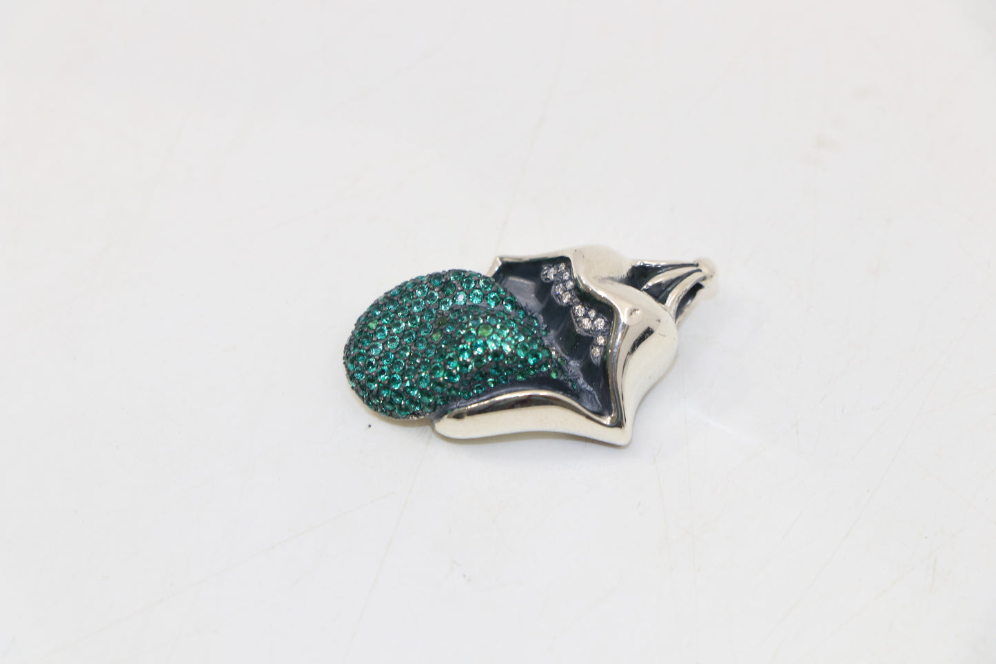 Chrome Hearts Rolling Stones Pendant Pave set with Diamonds And Emeralds