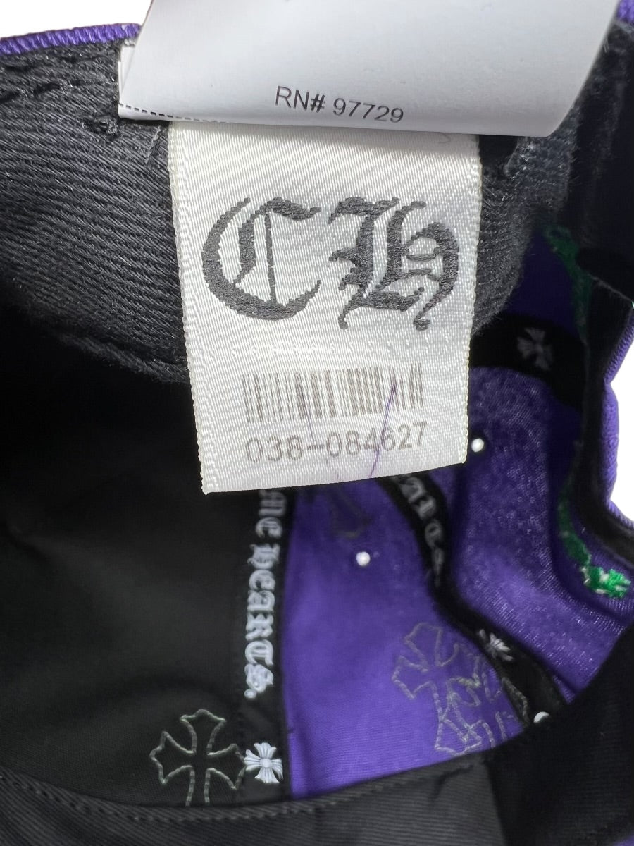 Chrome Hearts CH Baseball Cap with Embroidered Crosses Purple/Green