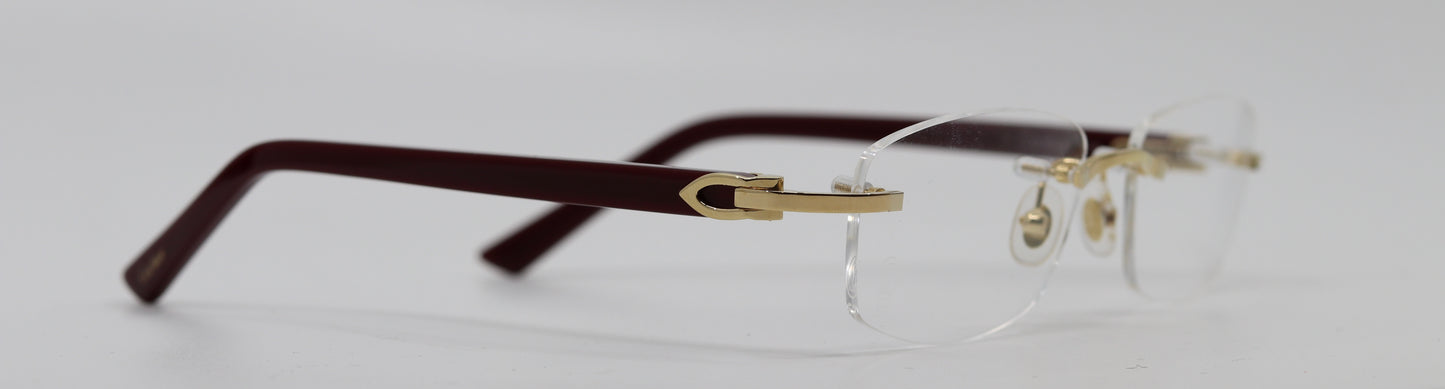 Cartier C Decor Enamel Frame Glasses Burgundy Gold (Clear Lenses)