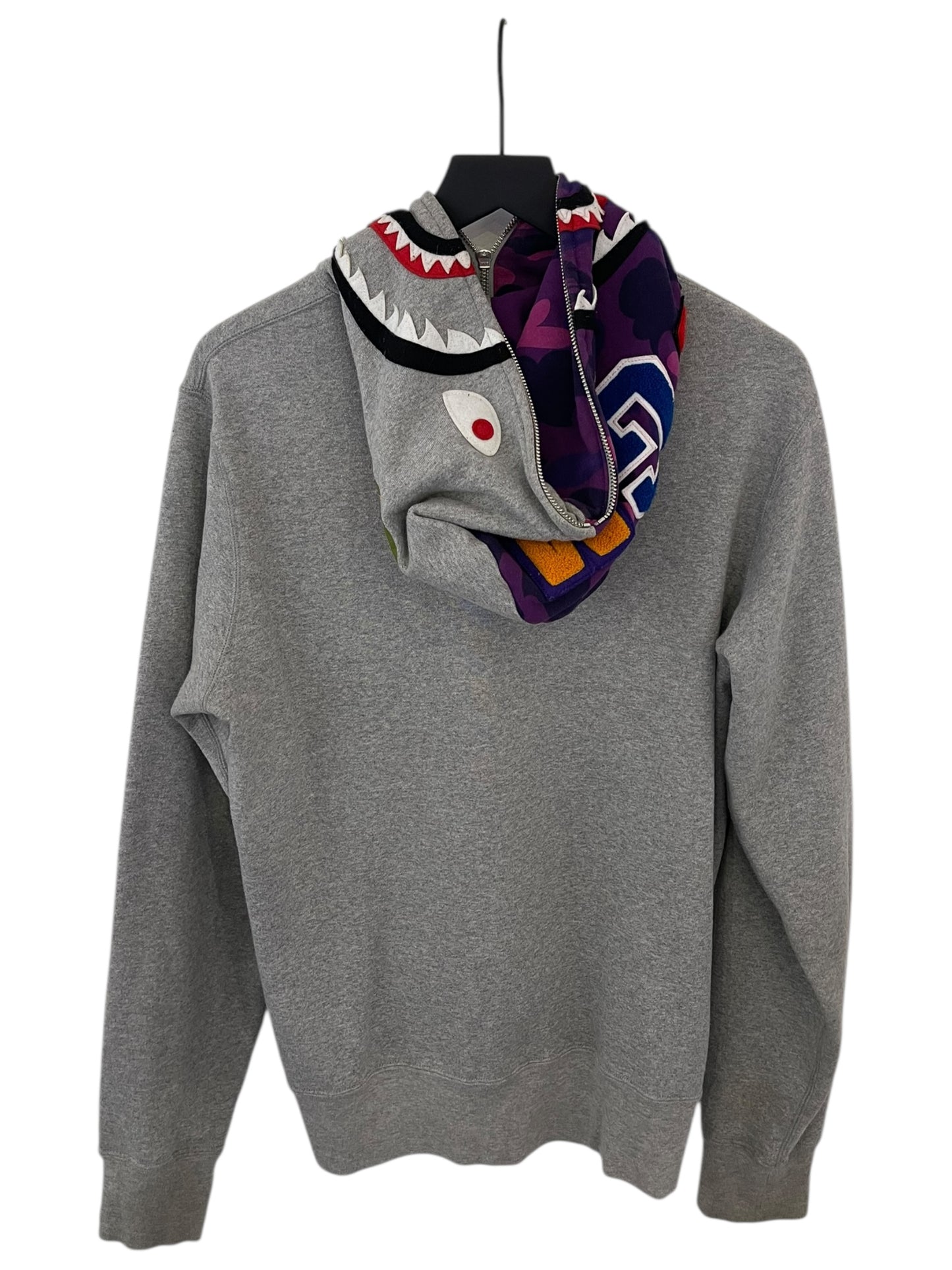Bape Shark Zip Up Hoodie Grey/Purple Size L