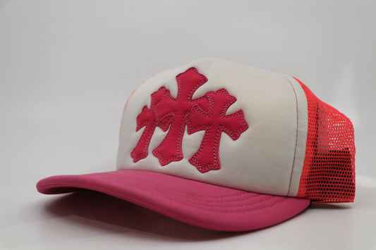 Chrome Hearts Triple Cross Trucker Pink
