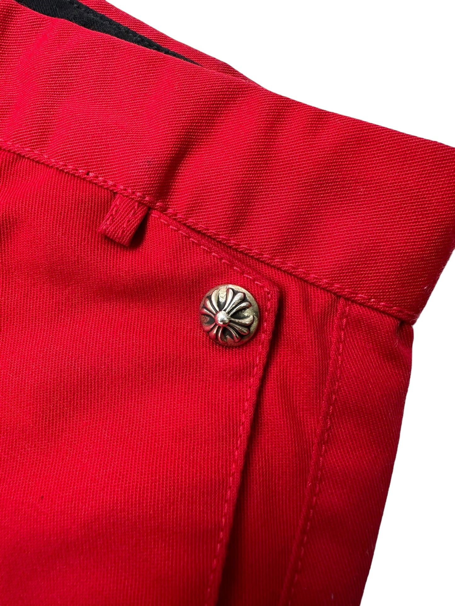 Chrome Hearts x Matty Boy 99 Eyes Red Leather Chino Pants Size 29