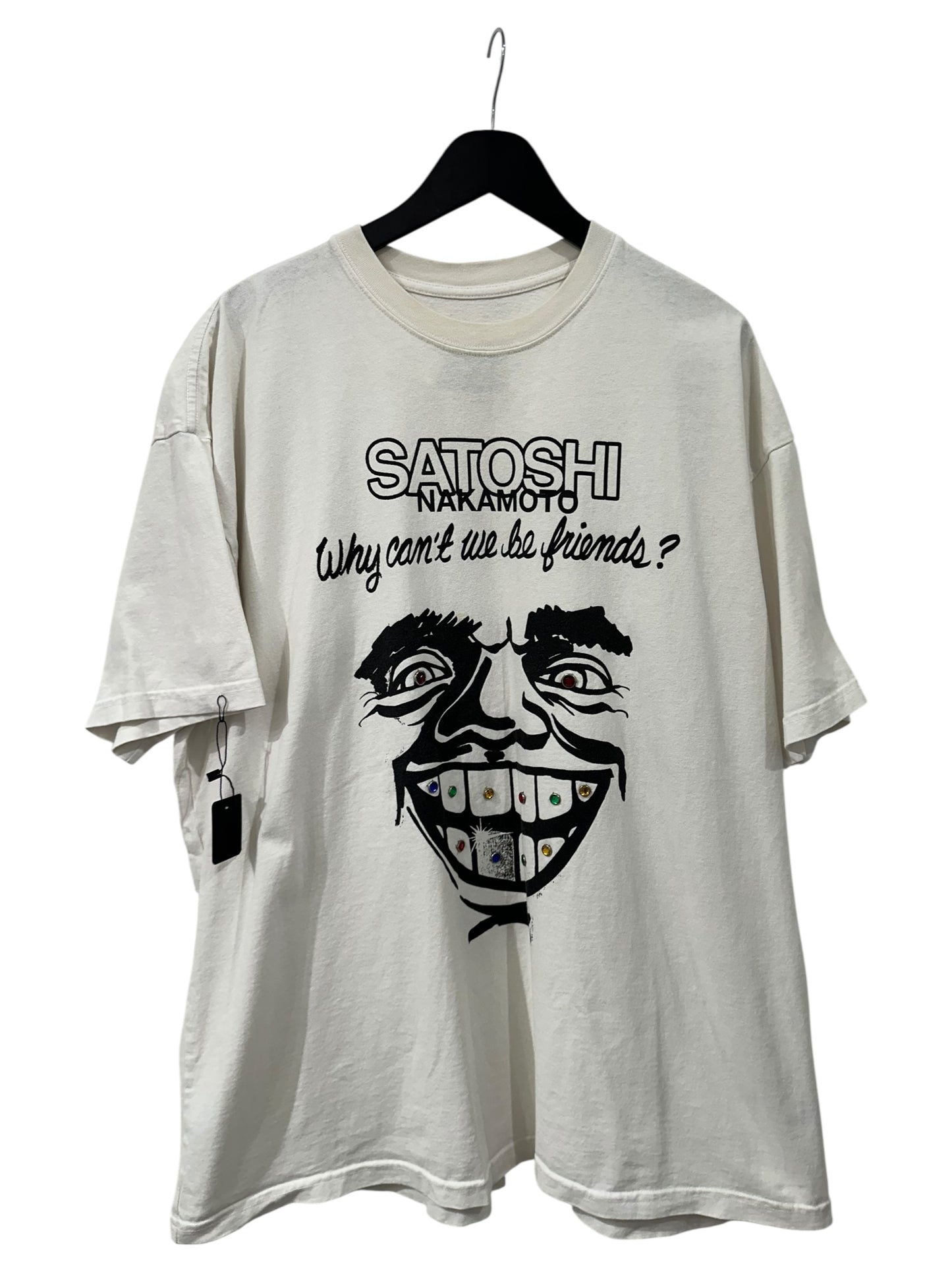 Satoshi Nakamoto Why Can’t We Be Friends Rhinestone Studded T-Shirt Size L
