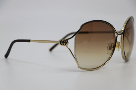 Gucci GG2846/S Women's Oversized YD3DL Gold Metal Italy 63mm Sunglasses