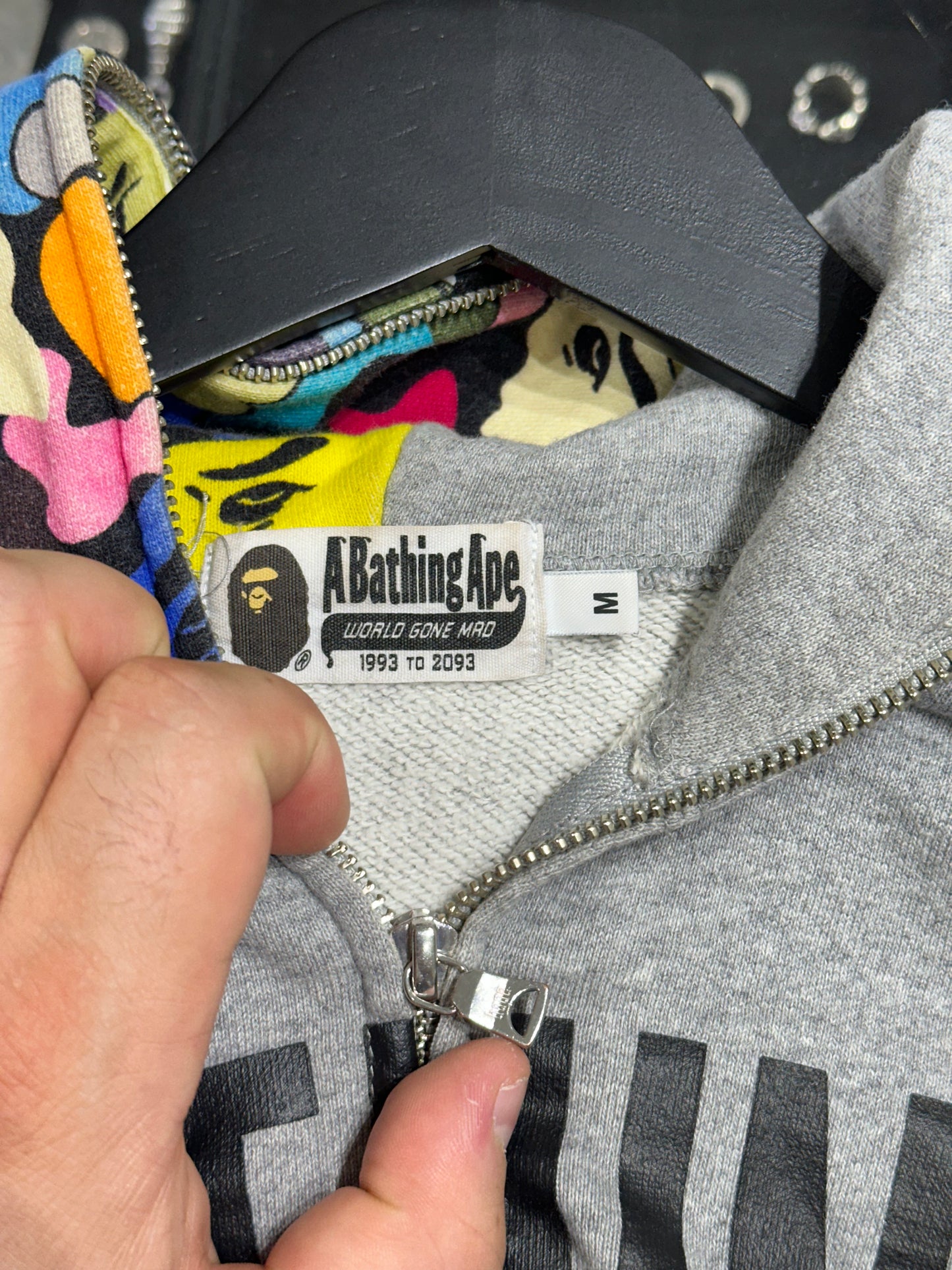 Bape MULTI CAMO NYC LOGO SHARK FULL ZIP HOODIE Sz M