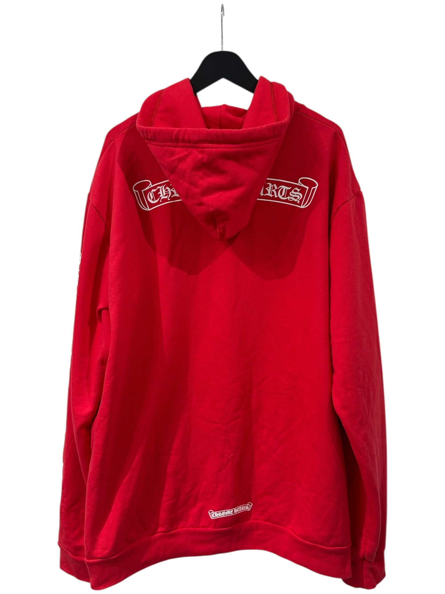 Chrome Hearts Online Exclusive Scroll Logo Hoodie Red Size XL