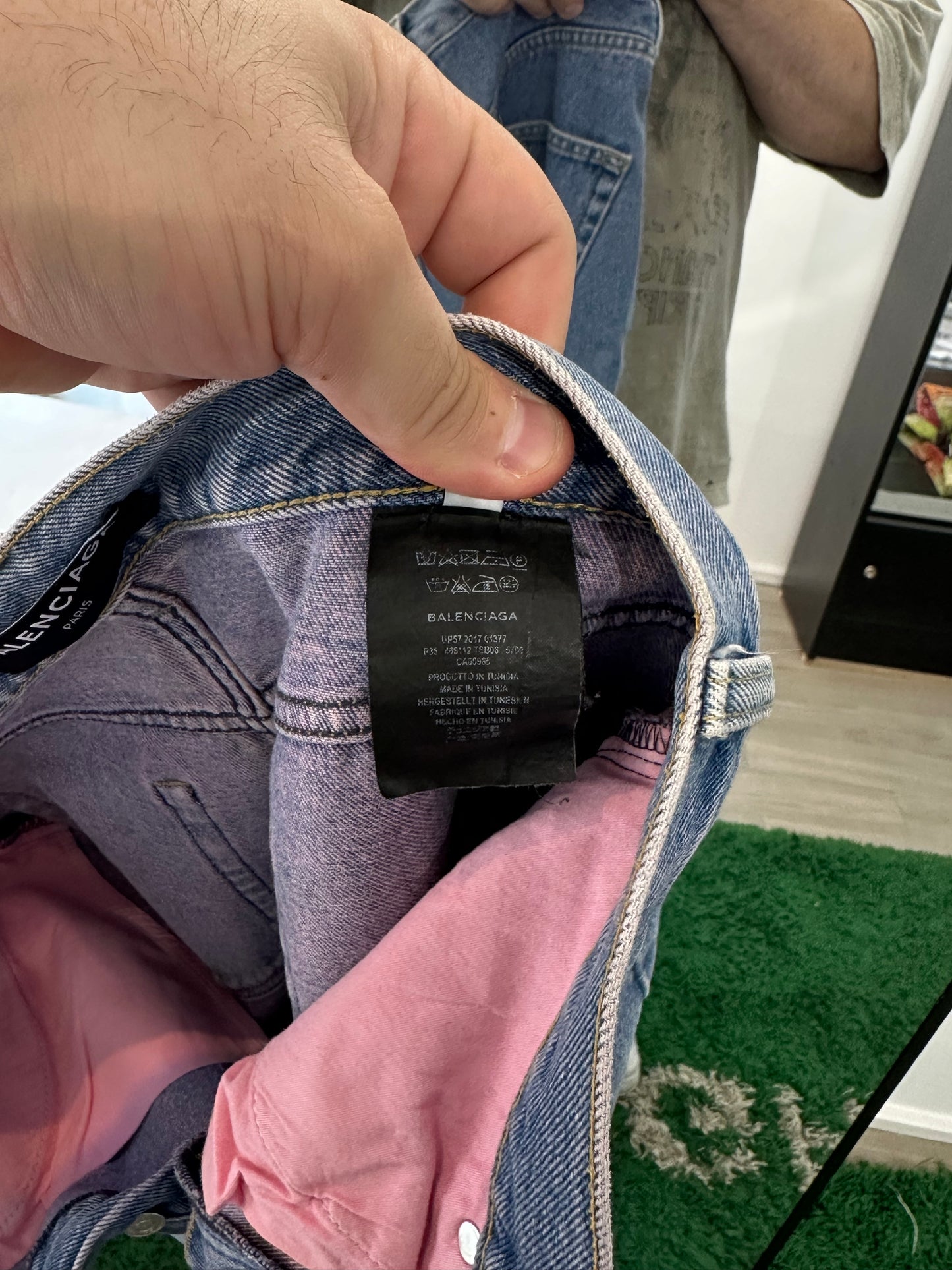 Balenciaga 5 Pocket Regular Fit Jean Overdye Pink Blue Size 31