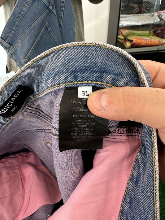 Balenciaga 5 Pocket Regular Fit Jean Overdye Pink Blue Size 31