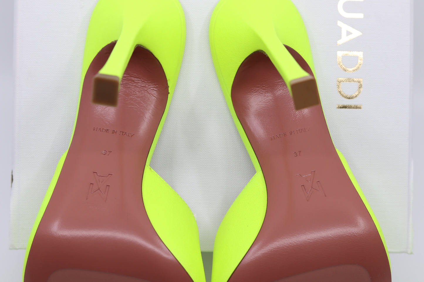 Amina Muaddi Alexa Slipper Fluroscent Yellow Size 37 New