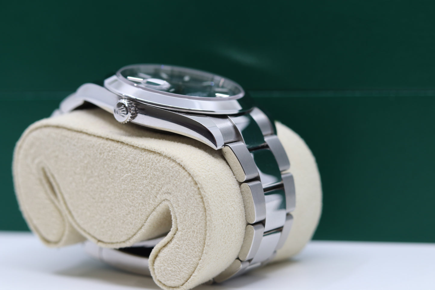 Rolex Date Just 41mm Stainless Steel Mint Green Index Dial Smooth Bezel Oyster Bracelet 126300
