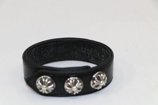 Chrome Hearts Crossball Leather Bracelet
