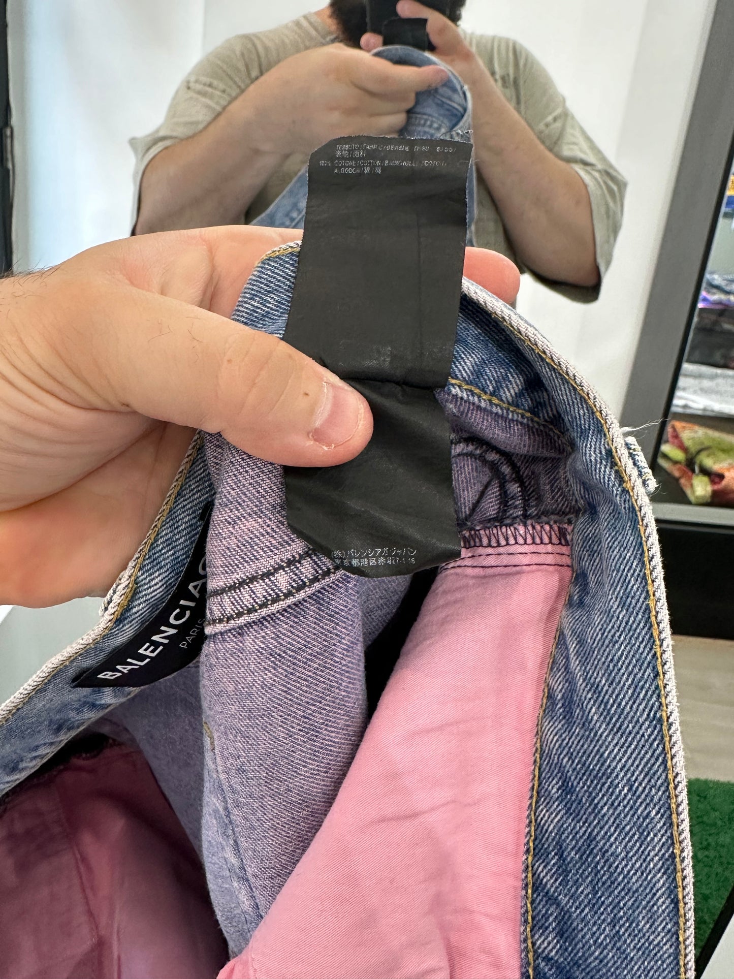 Balenciaga 5 Pocket Regular Fit Jean Overdye Pink Blue Size 31
