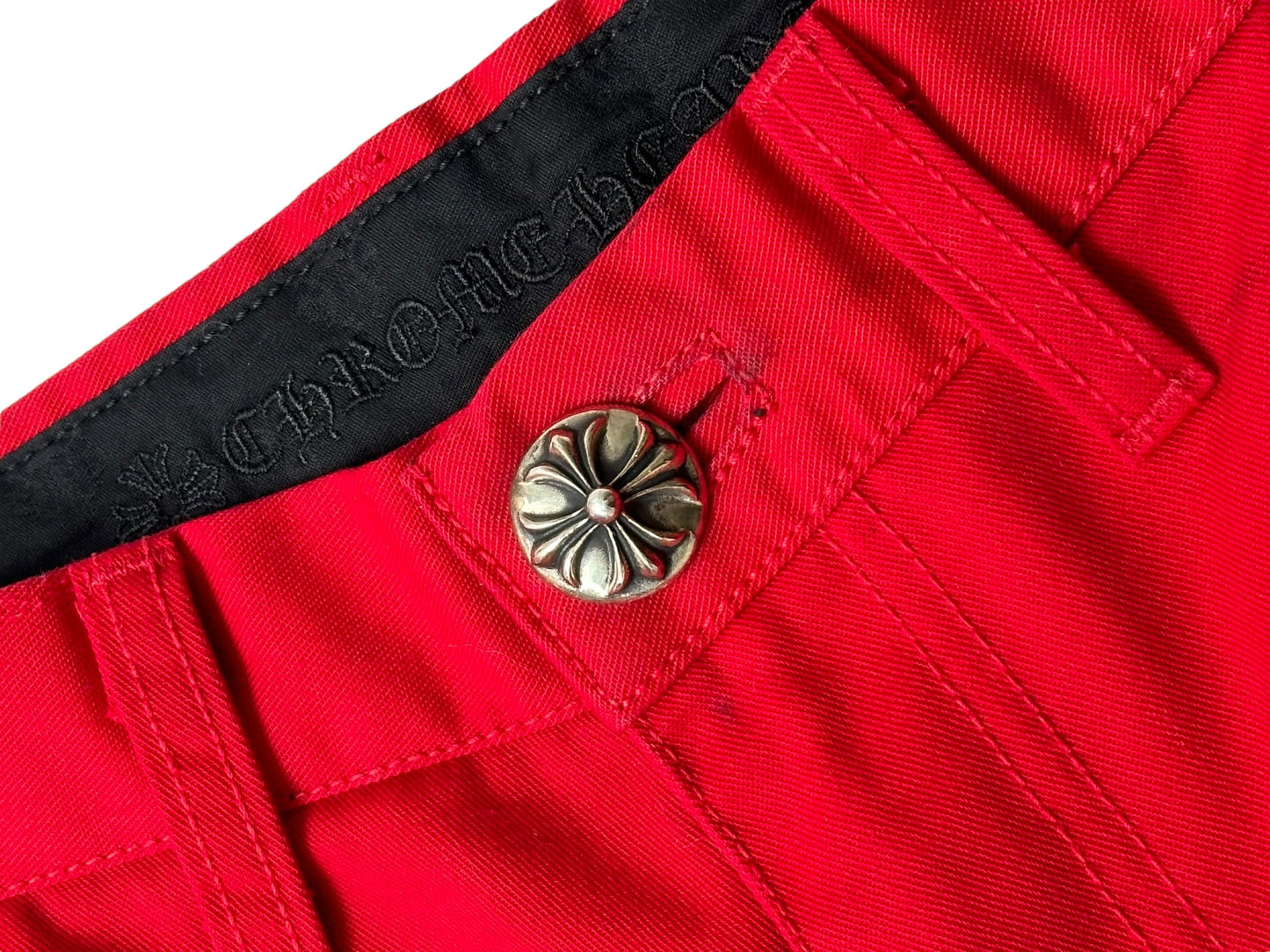 Chrome Hearts x Matty Boy 99 Eyes Red Leather Chino Pants Size 29