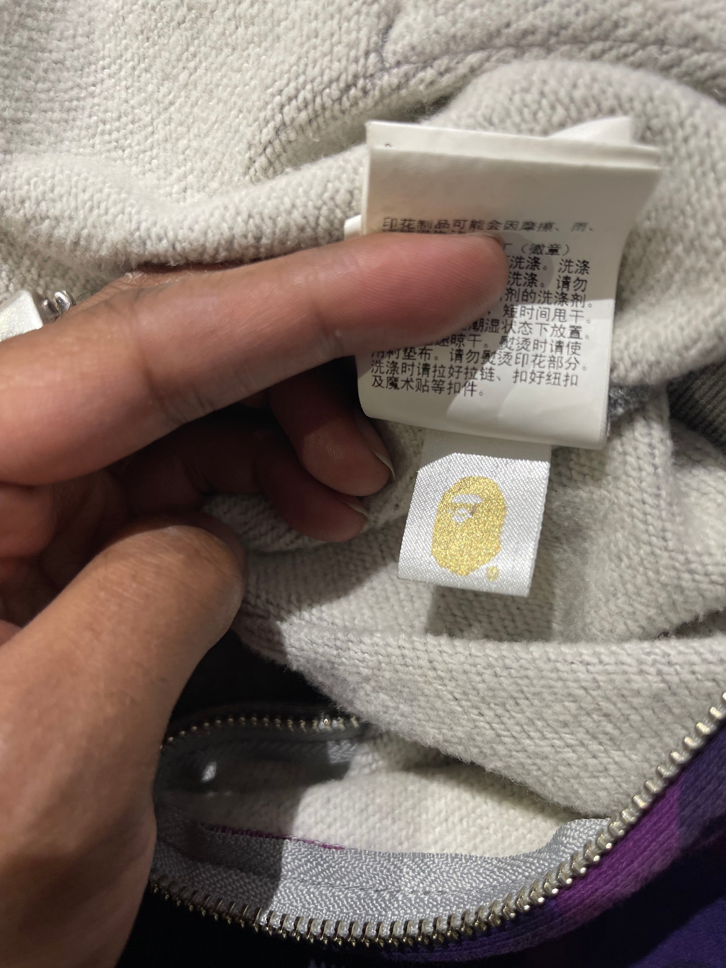 Bape Shark Zip Up Hoodie Grey/Purple Size L