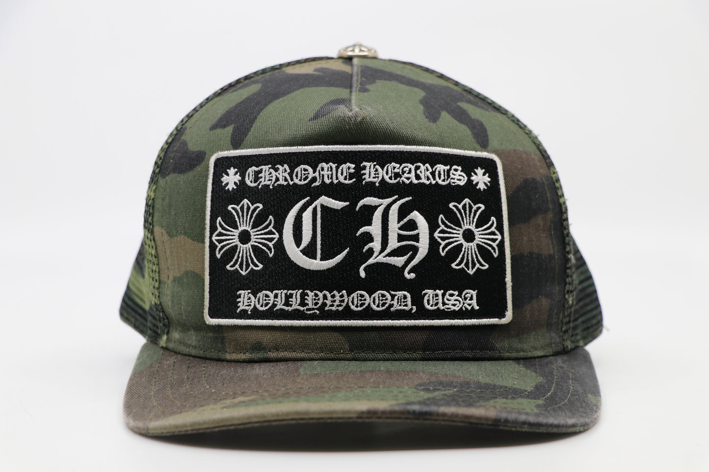 Chrome Hearts Camo Hollywood Trucker Hat