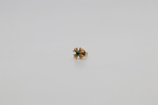 Chrome Hearts 22K Gold with Emerald CH Plus Studded Earring