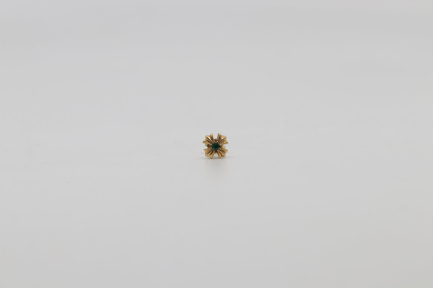 Chrome Hearts 22K Gold with Emerald CH Plus Studded Earring