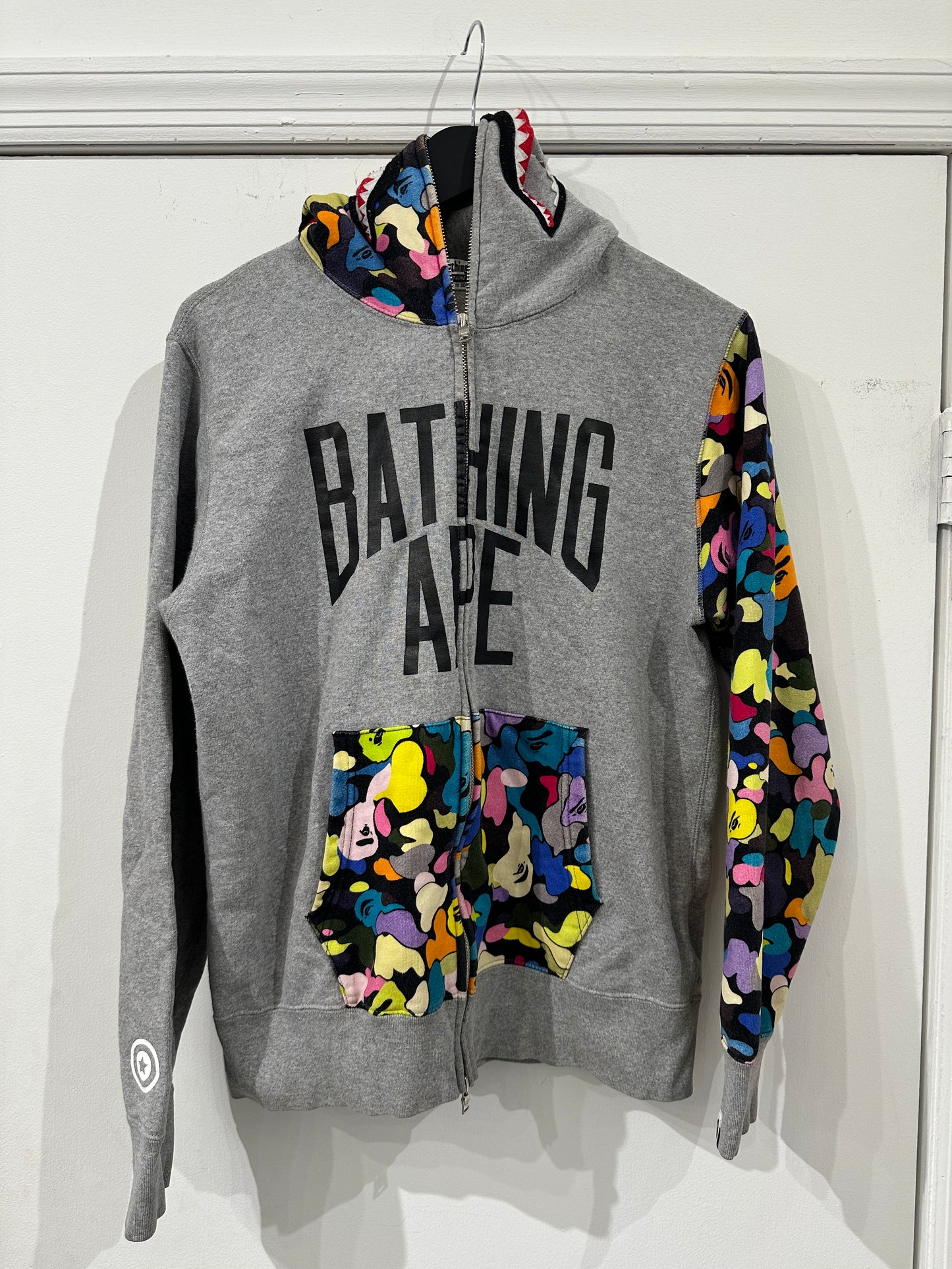 Bape MULTI CAMO NYC LOGO SHARK FULL ZIP HOODIE Sz M