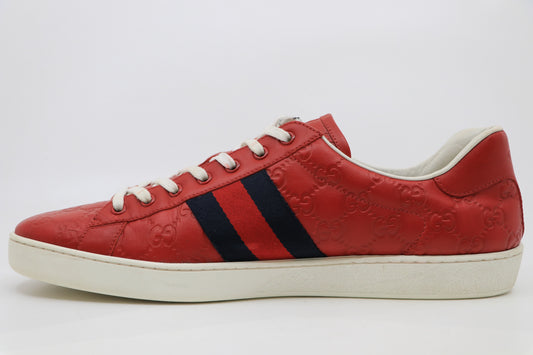 Gucci Ace Sneakers Red All Over Monogram Sz 12