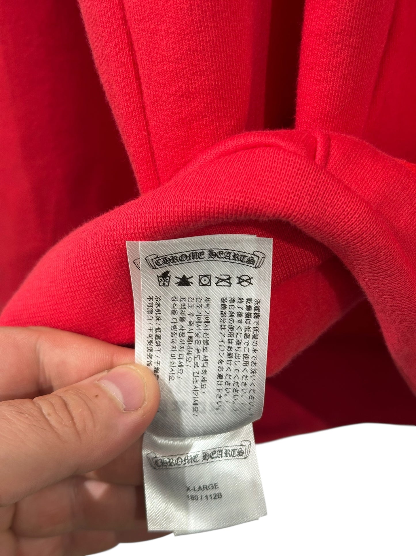 Chrome Hearts Online Exclusive Scroll Logo Hoodie Red Size XL
