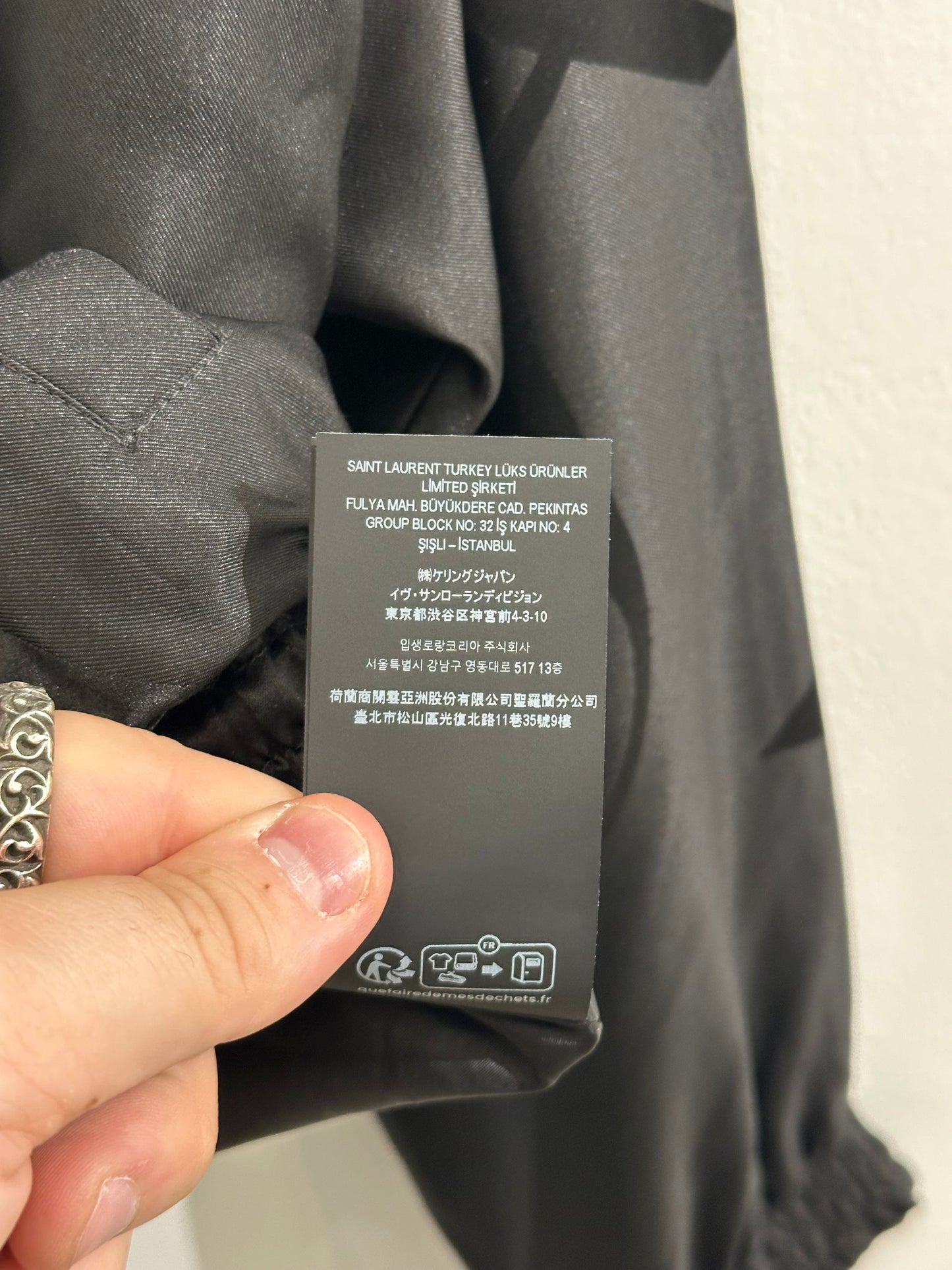 Saint Laurent Teddy Jacket in Oversized Cassandre Silk Twill Size 54
