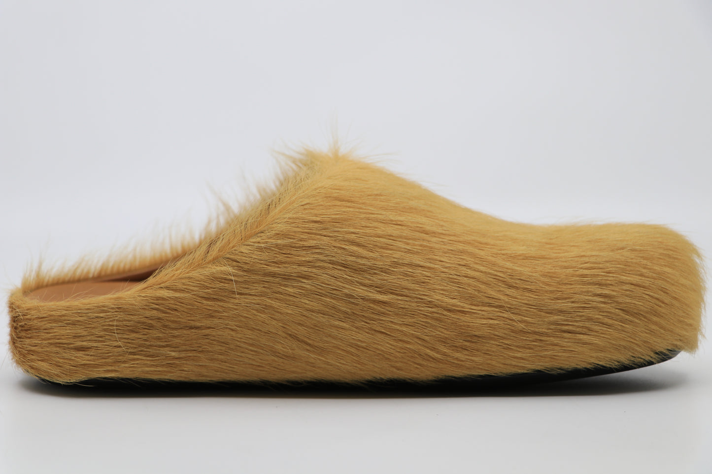Marni Fussbett Long Hair Calfskin Sabot In Soft Beige Size 38