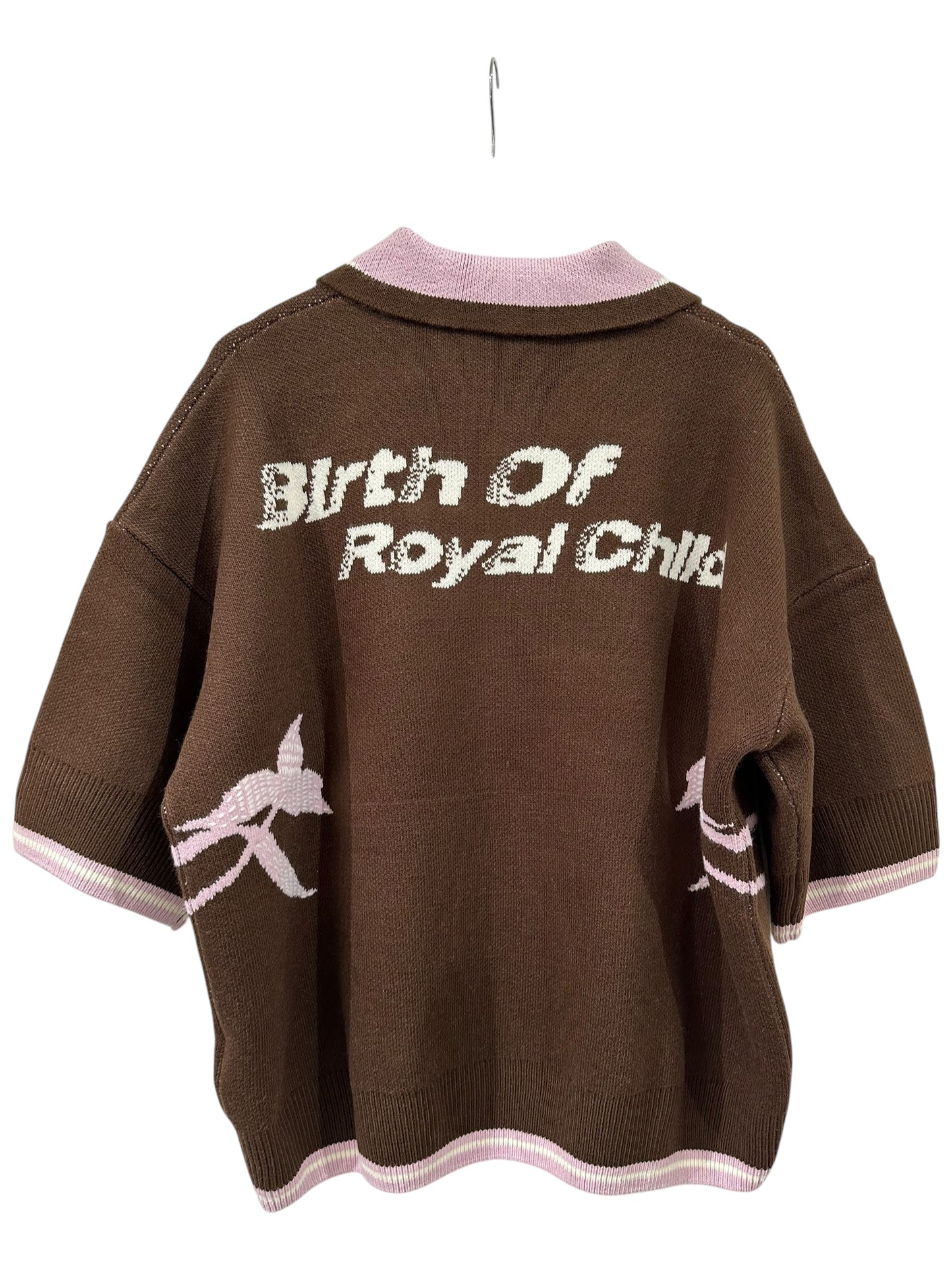 Birth of a royal child Iris Flower Knitted Polo Shirt Size M