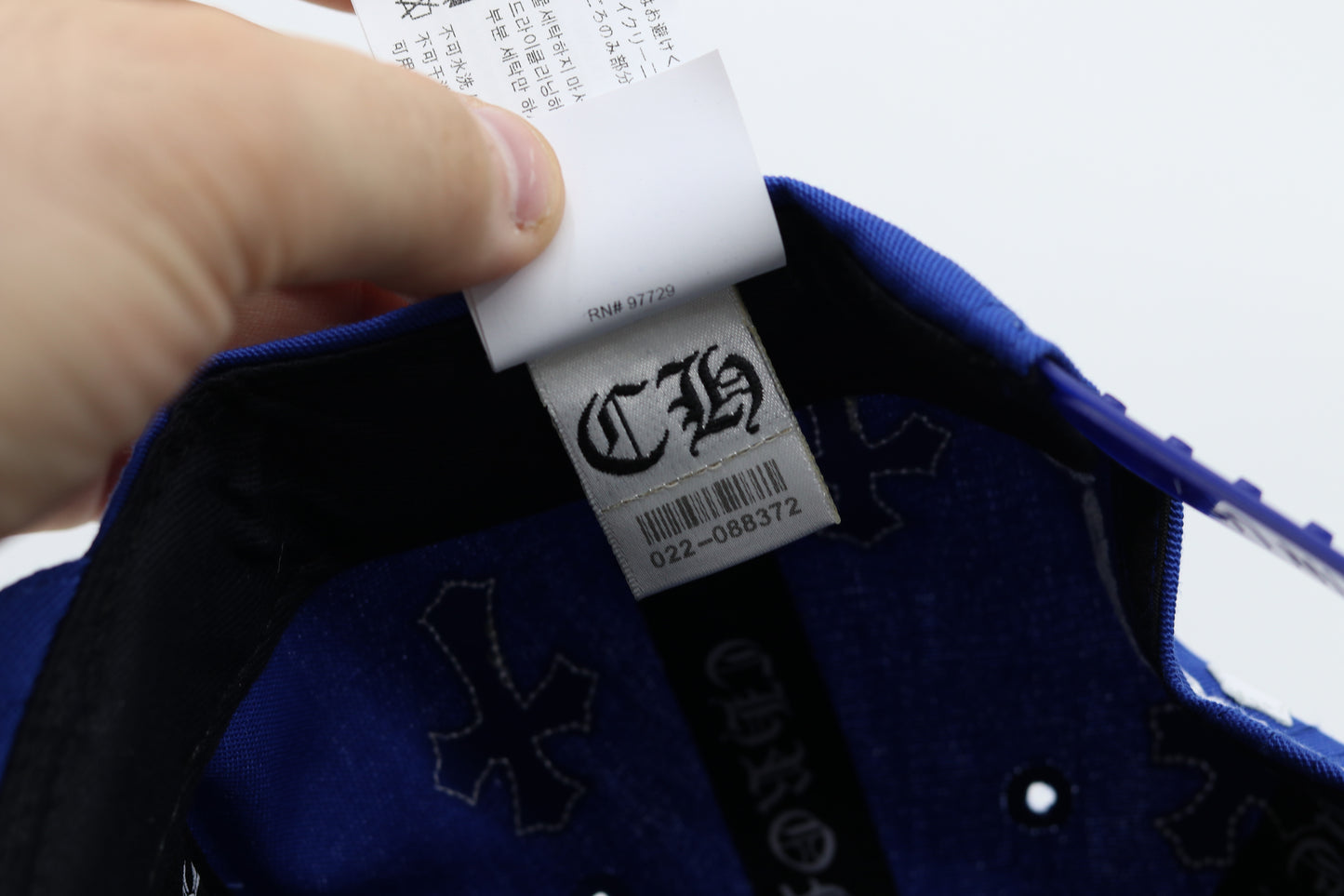 Chrome Hearts CH Baseball Cap with Embroidered Crosses Blue/White