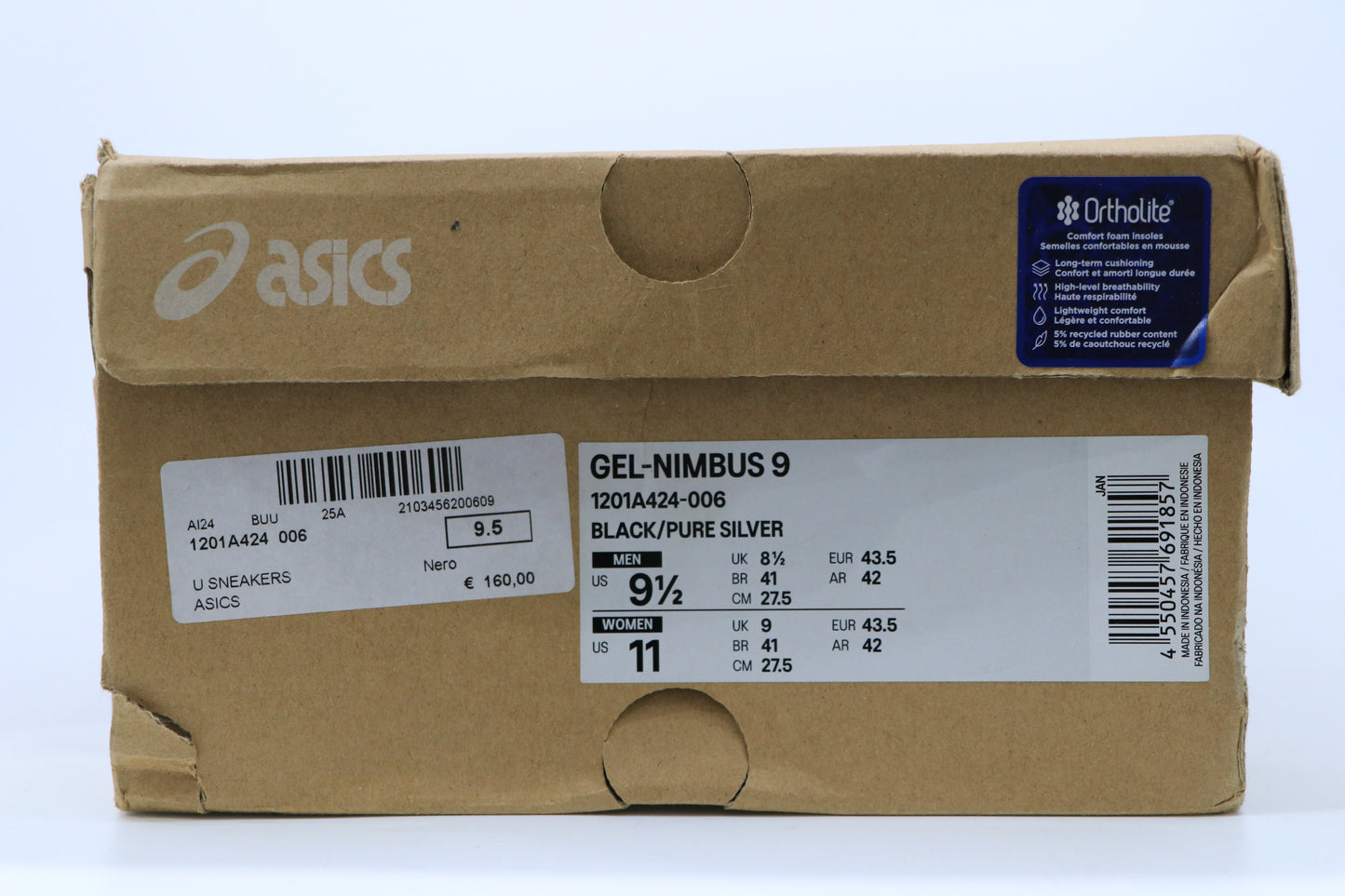 ASICS Gel Nimbus 9 Obsidian Grey Moonrock Size 9.5