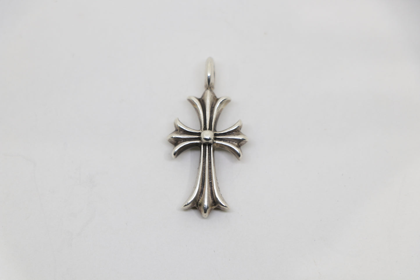 Chrome Hearts Tiny Fat Cross Pendant Pave Diamonds Sterling Silver | AVNTGRDNY NYC