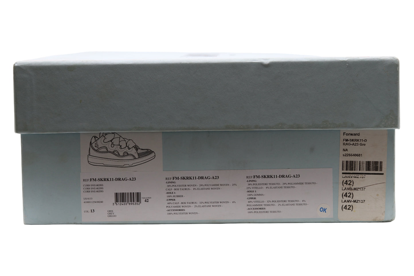 Lanvin Curb Sneaker Grey/Blue Size 42