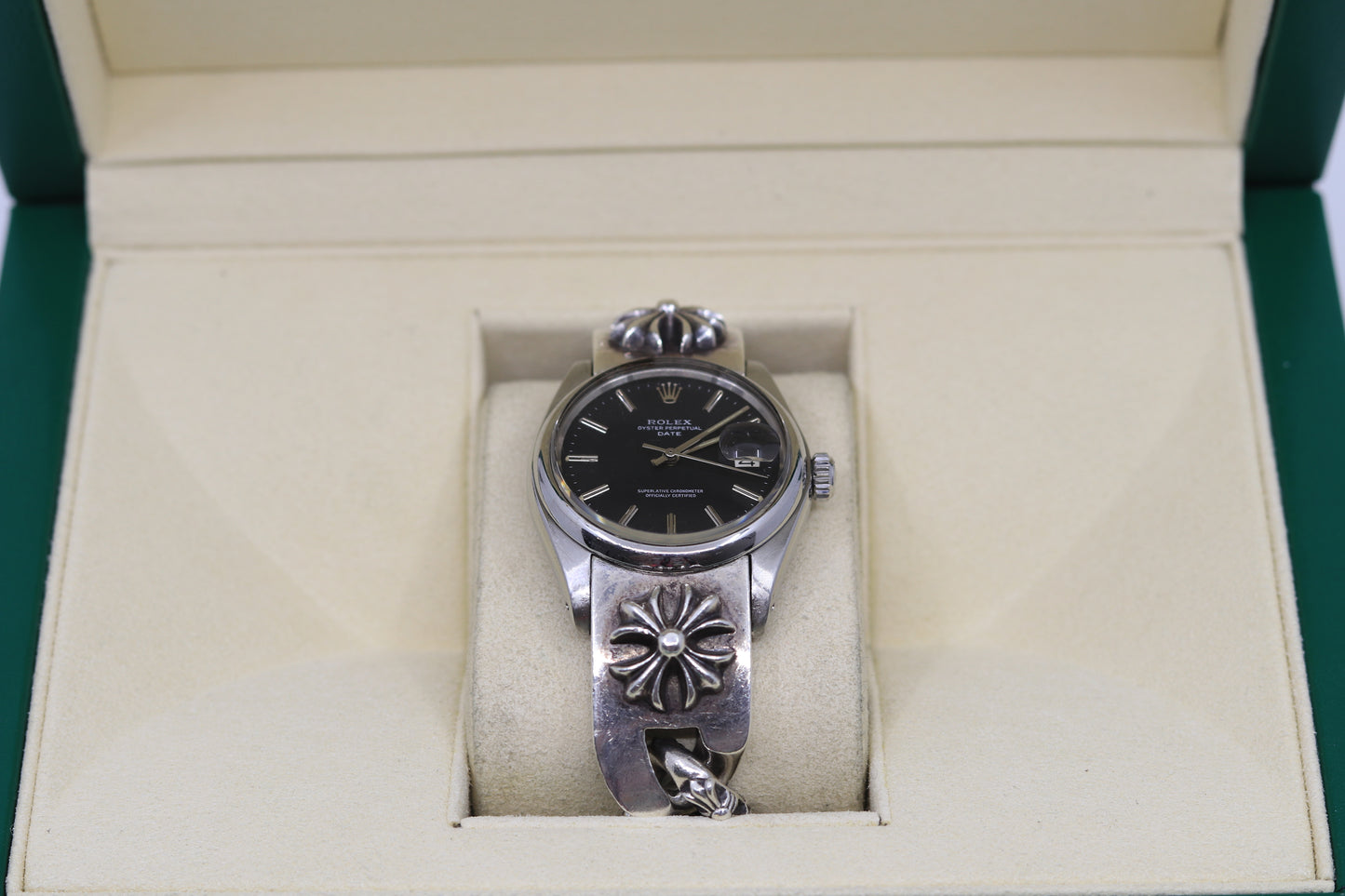 Rolex Oyster Perpetual Date with Fancy Link Chrome Hearts Band