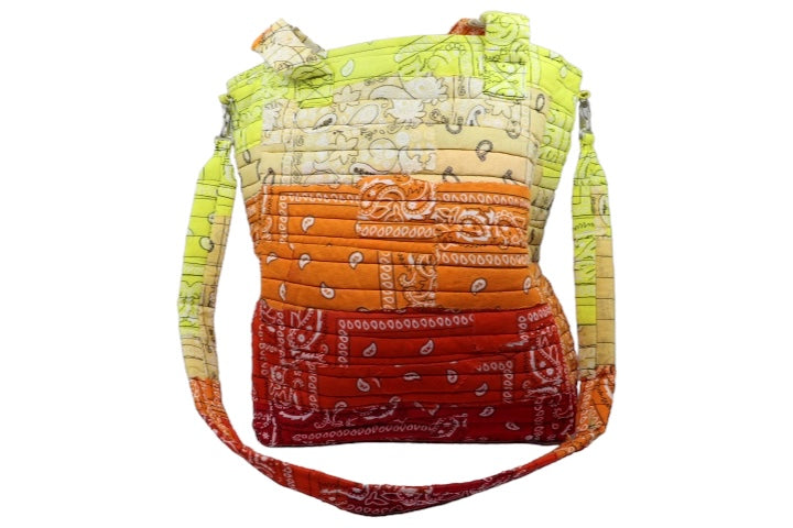 Fraction Los Angeles Patchwork Tote Bag Red/Orange/Yellow